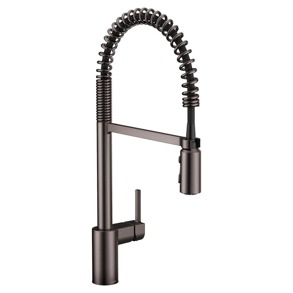 Moen - Align One Handle Pre-Rinse Spring Pulldown Kitchen Faucet with Power Boost, Black Stainless - Black Stainless