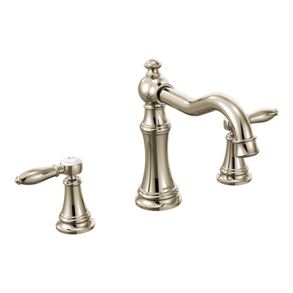 Moen - Weymouth 2-Handle Diverter Deck-Mount High-Arc Roman Tub Faucet in Nickel (Valve Sold Separately) - Polished Nickel