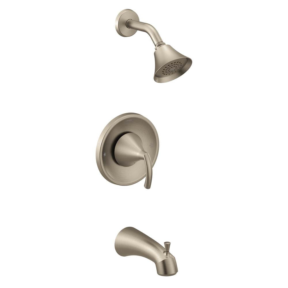 Moen - Glyde Single-Handle Eco-Performance Posi-Temp Tub and Shower Faucet Trim Kit in Brushed Nickel (Valve Sold Separately) - Brushed Nickel