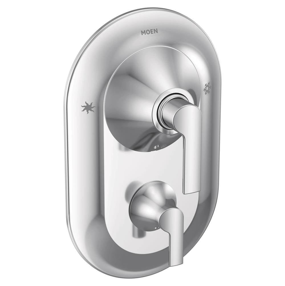Moen - Doux Posi-Temp with Built-in 3-Function Transfer Valve Trim Kit, Valve Required, Chrome - Chrome