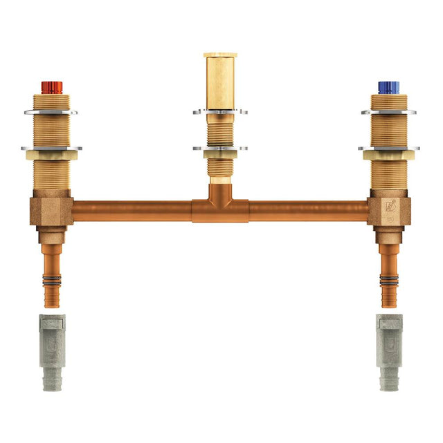 Moen - M-Pact Two Handle Roman Tub Valve with 10-Inch Centers 1/2-Inch PEX and 1/2-Inch Cold Expansion PEX Adapters - Unfinished
