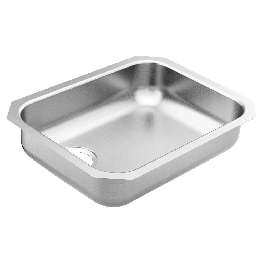 Moen - 1800 Series 23.5-inch 18 Gauge Undermount Single Bowl Stainless Steel Kitchen Sink, Left Drain - Satin Stainless