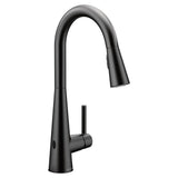 Moen - Sleek Motionsense Wave Sensor Touchless One-Handle High Arc Pulldown Modern Kitchen Faucet Featuring Power Clean, Matte Black - Matte Black