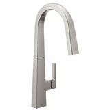 Moen - Nio One-Handle Pull-down Kitchen Faucet with Power Clean, Includes Secondary Finish Handle Option, Spot Resist Stainless - Spot Resist Stainless