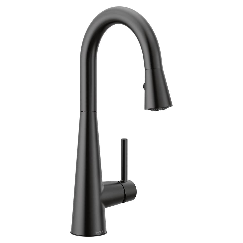 Moen - Sleek Single-Handle Pull-Down Sprayer Bar Faucet Featuring Reflex and Power Clean in Matte Black - Matte Black