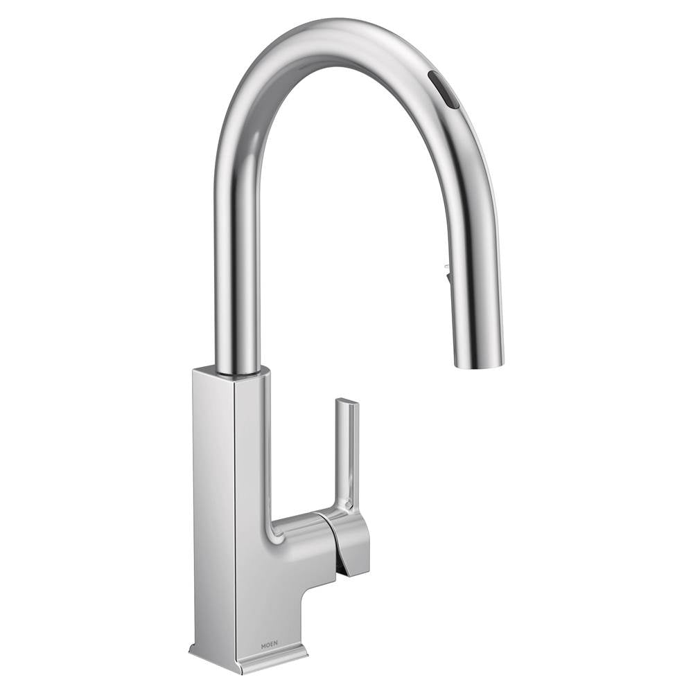 Moen - STo Smart Faucet Touchless Pull Down Sprayer Kitchen Faucet with Voice Control and Power Boost, Chrome - Chrome