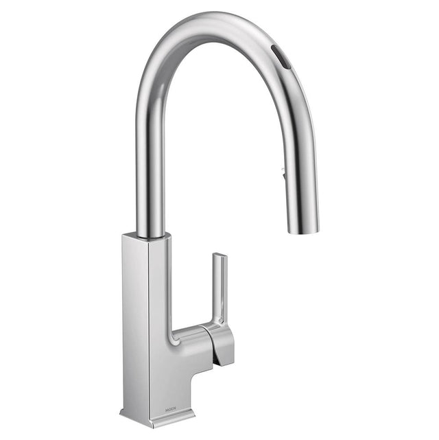 Moen - STo Smart Faucet Touchless Pull Down Sprayer Kitchen Faucet with Voice Control and Power Boost, Chrome - Chrome
