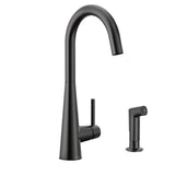 Moen - Sleek Single-Handle Standard Kitchen Faucet with Side Sprayer in Matte Black - Matte Black