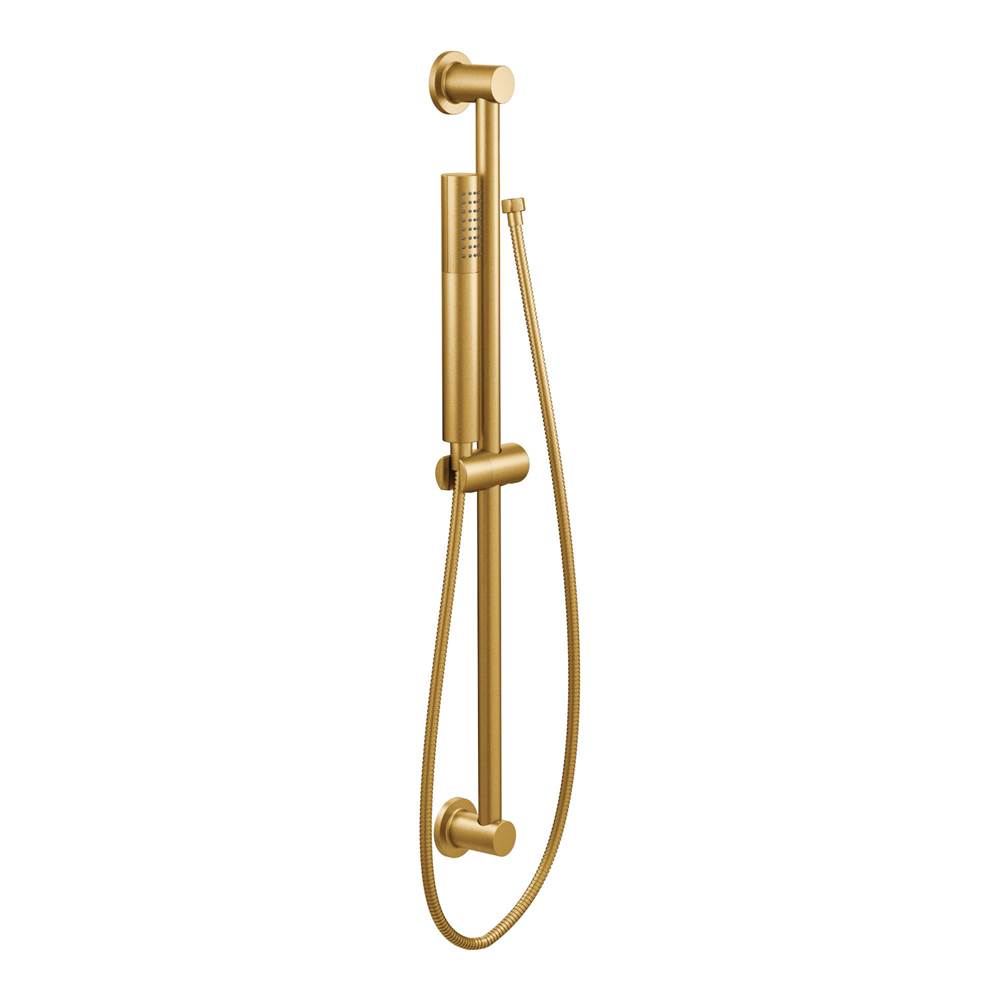 Moen - Modern Eco-Performance Handshower Handheld Shower with 30-Inch Slide Bar and 69-Inch Metal Hose, Brushed Gold - Brushed Gold