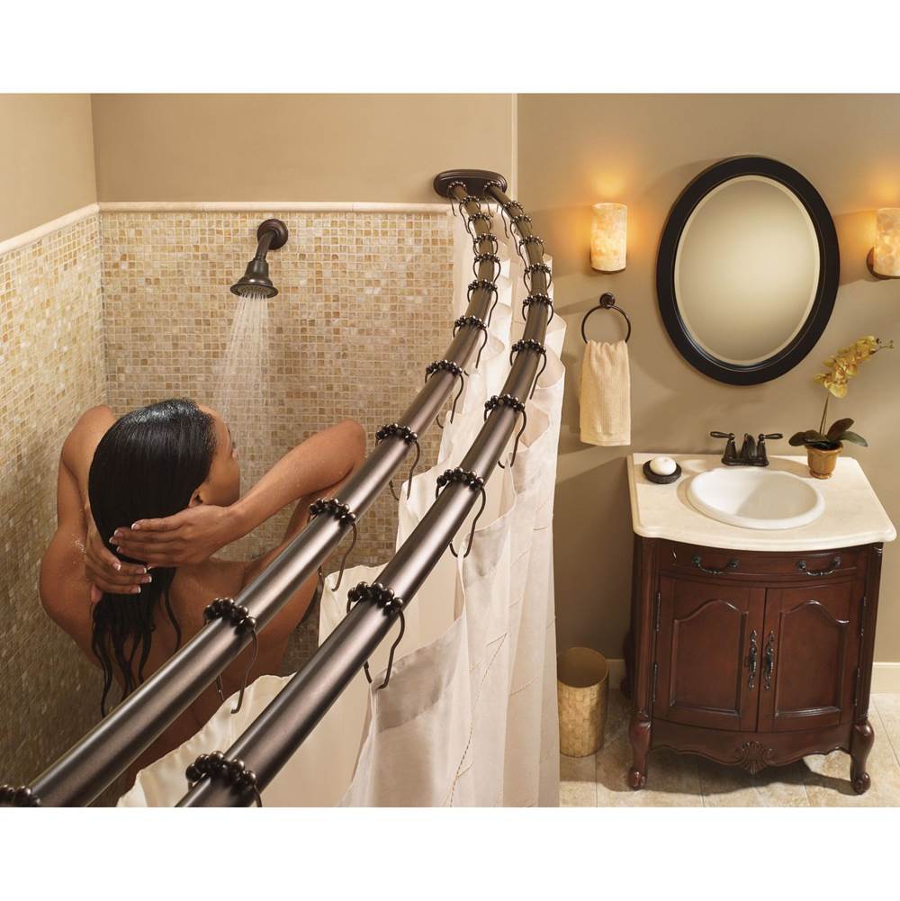 Matte Black Adjustable Curved Shower Rod