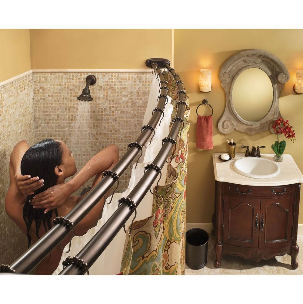 Matte Black Adjustable Curved Shower Rod