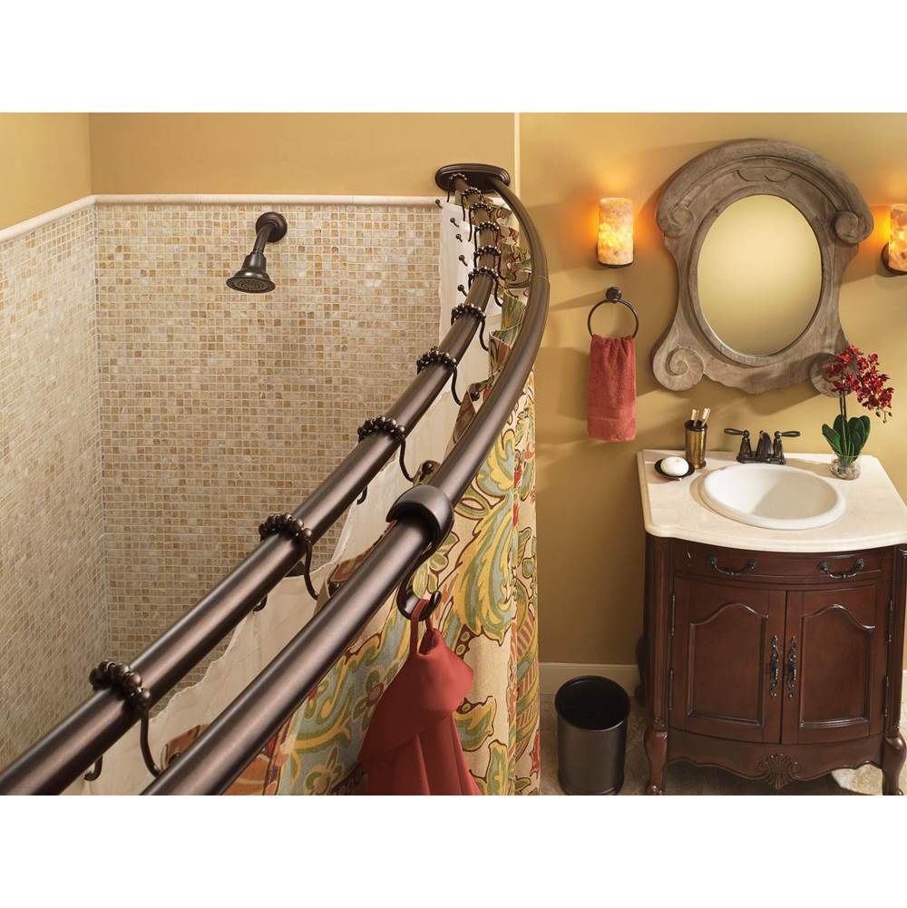 Matte Black Adjustable Curved Shower Rod