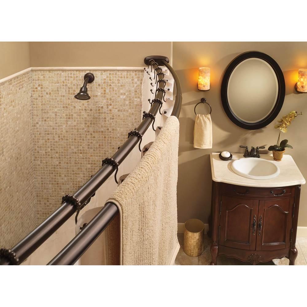 Matte Black Adjustable Curved Shower Rod