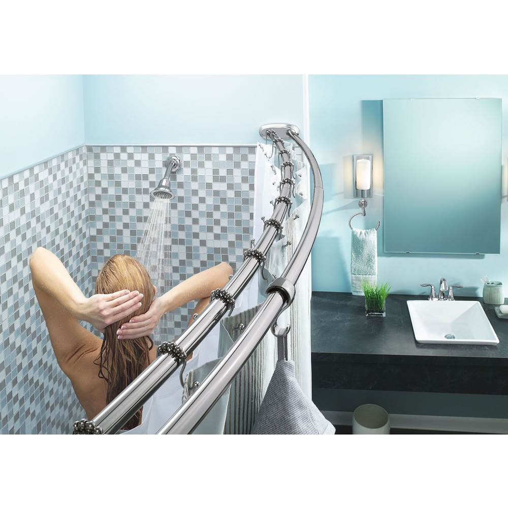 Matte Black Adjustable Curved Shower Rod