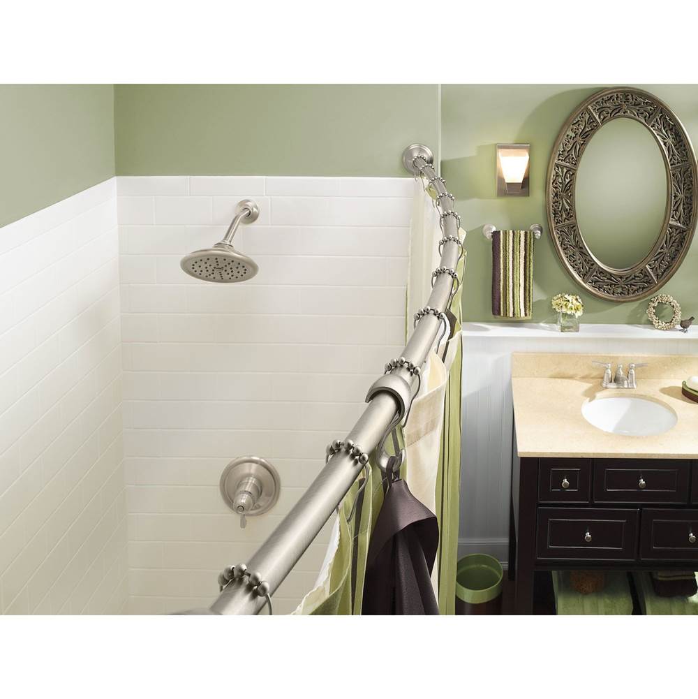 Brushed Gold Adjustable Curved Shower Rod