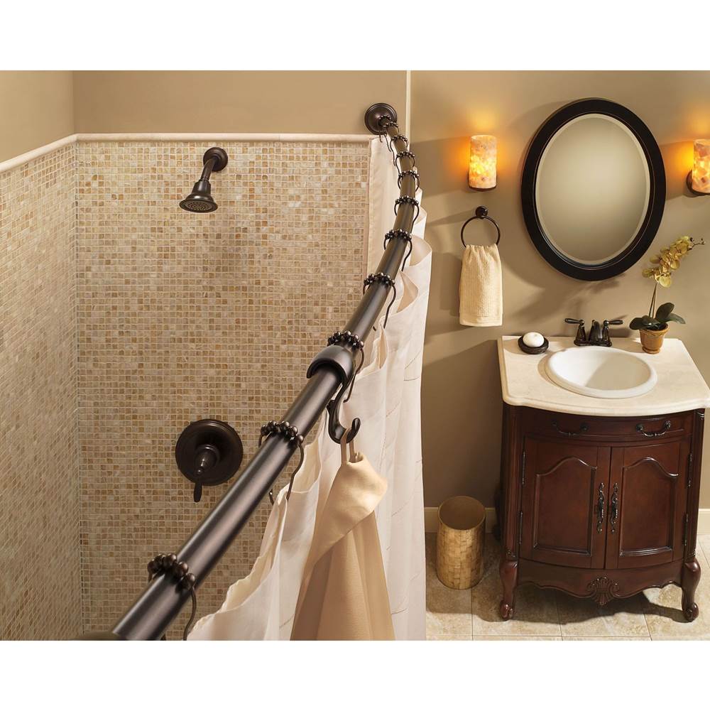 Brushed Gold Adjustable Curved Shower Rod