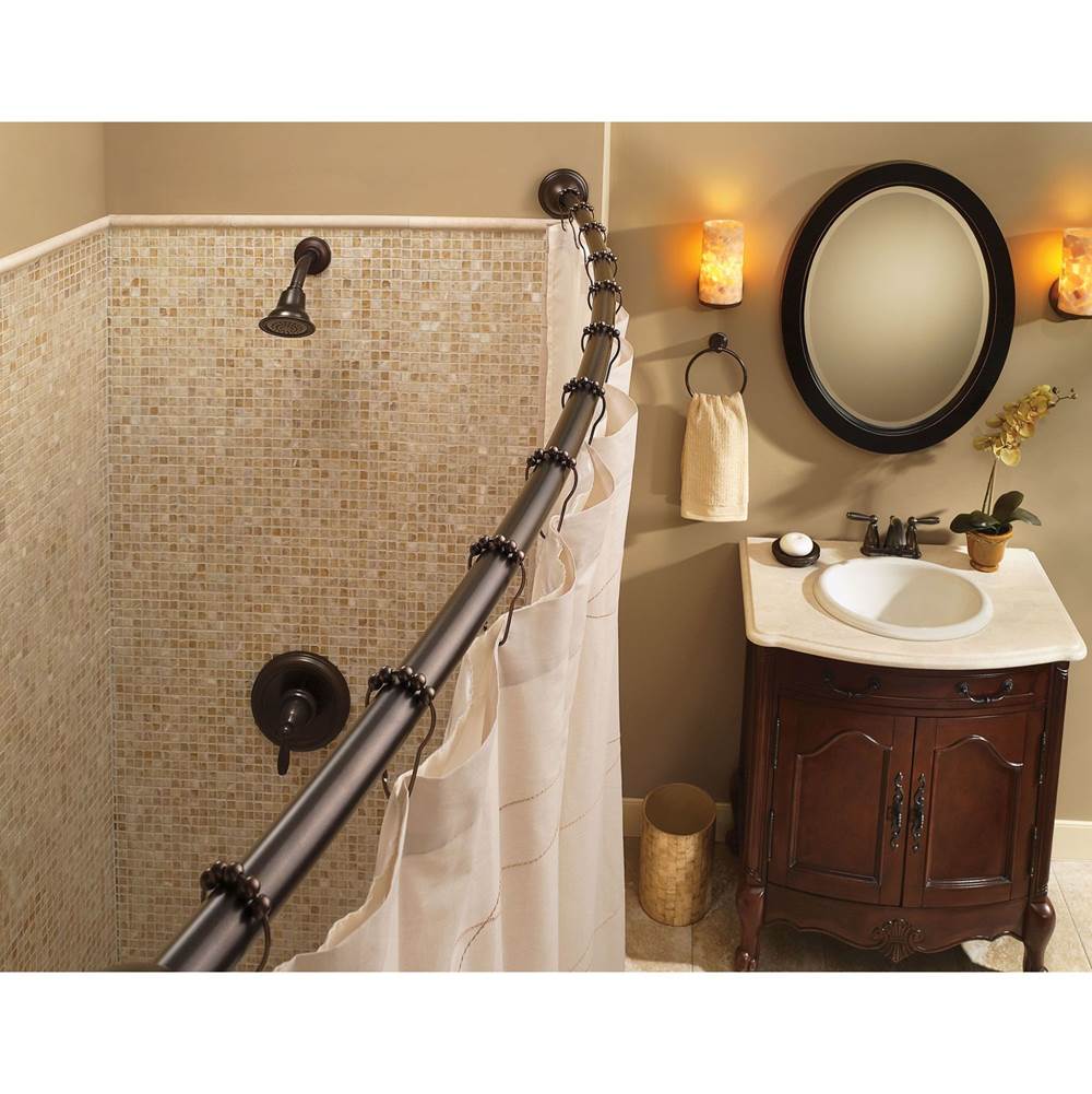 Brushed Gold Adjustable Curved Shower Rod
