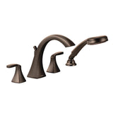 Moen - Voss 2-Handle High-Arc Roman Tub Faucet Trim Kit with Hand Shower in Oil Rubbed Bronze (Valve Sold Separately) - Oil Rubbed Bronze