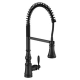 Moen - Weymouth One Handle Pre-Rinse Spring Pulldown Kitchen Faucet with Power Boost, Matte Black - Matte Black