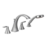 Moen - Voss 2-Handle High-Arc Roman Tub Faucet Trim Kit with Hand Shower in Chrome (Valve Sold Separately) - Chrome