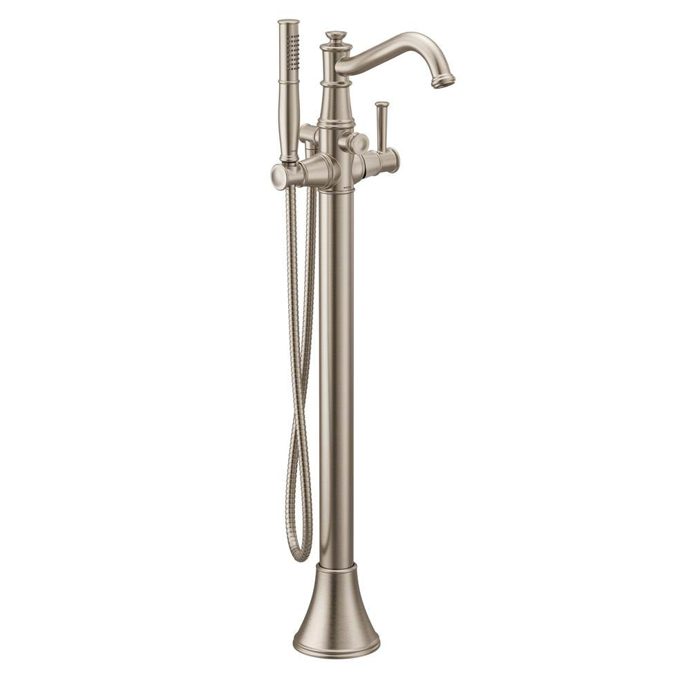 Moen - Belfield One-Handle Freestanding Floor Mount Tub Filler with Handshower, Brushed Nickel - Brushed Nickel
