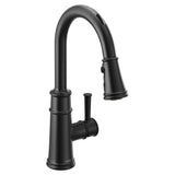 Moen - Belfield Smart Faucet Touchless Pull Down Sprayer Kitchen Faucet with Voice Control and Power Boost, Matte Black - Matte Black