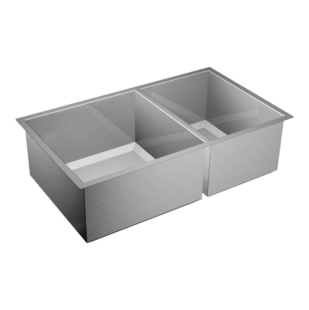Moen - 1600 Series 16-Gauge Double Bowl Undermount Sink, Stainless Steel - Satin Stainless