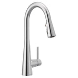 Moen - Sleek One-Handle High Arc Pulldown Kitchen Faucet Featuring Power Boost, Chrome - Chrome