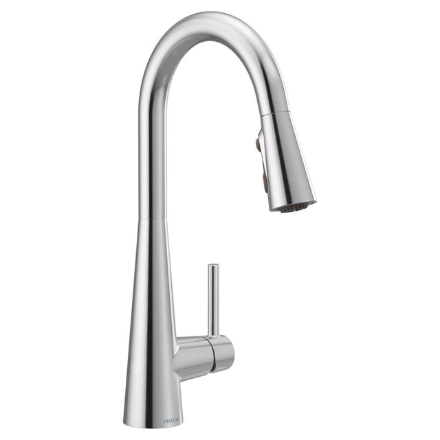 Moen - Sleek One-Handle High Arc Pulldown Kitchen Faucet Featuring Power Boost, Chrome - Chrome