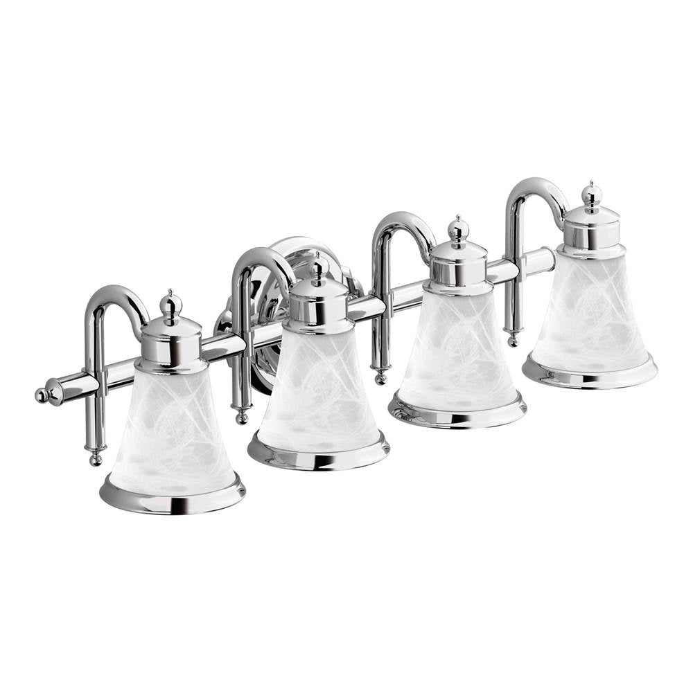 Moen - Waterhill 4-Light Dual-Mount Bath Bathroom Vanity Fixture with Frosted Glass, Chrome - Chrome