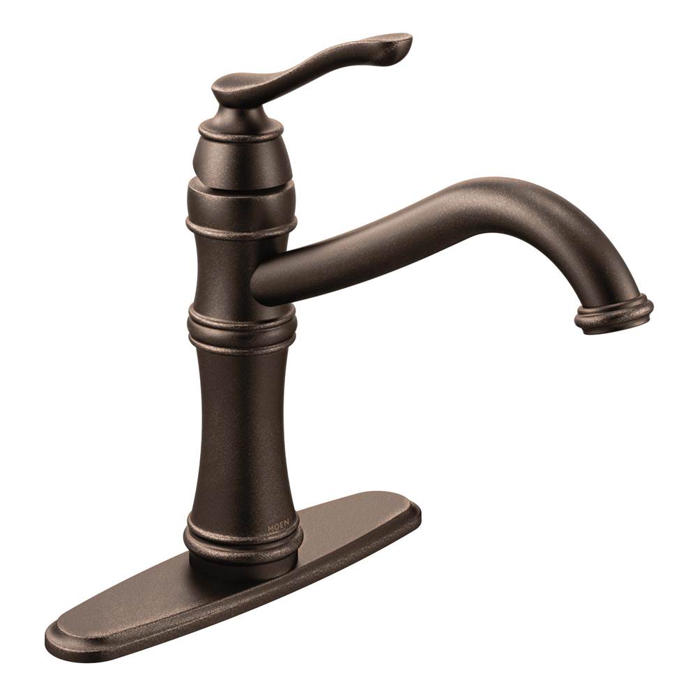 Moen - Belfield Traditional One Handle High Arc Kitchen Faucet with Optional Deckplate Included, Oil Rubbed Bronze - Oil Rubbed Bronze