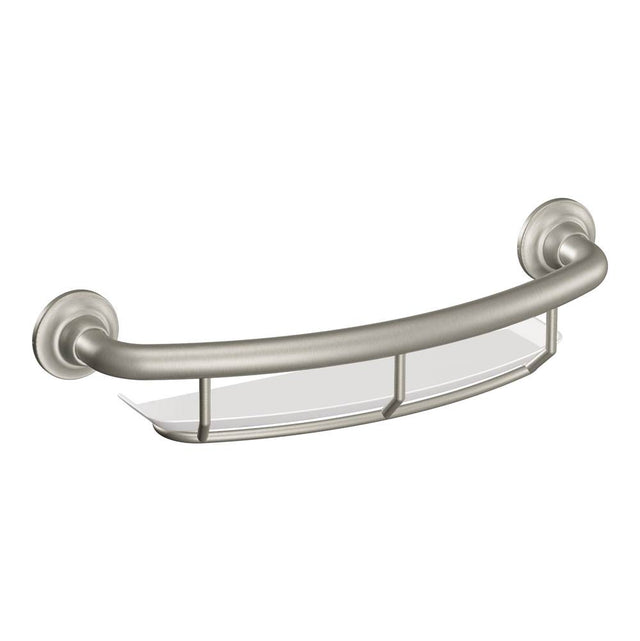 Moen - Brushed Nickel 16'' Grab Bar With Shelf - Brushed Nickel