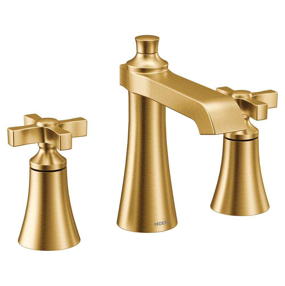 Moen - Flara 8 in. Widespread 2-Handle High-Arc Bathroom Faucet Trim Kit in Brushed Gold (Valve Sold Separately) - Brushed Gold