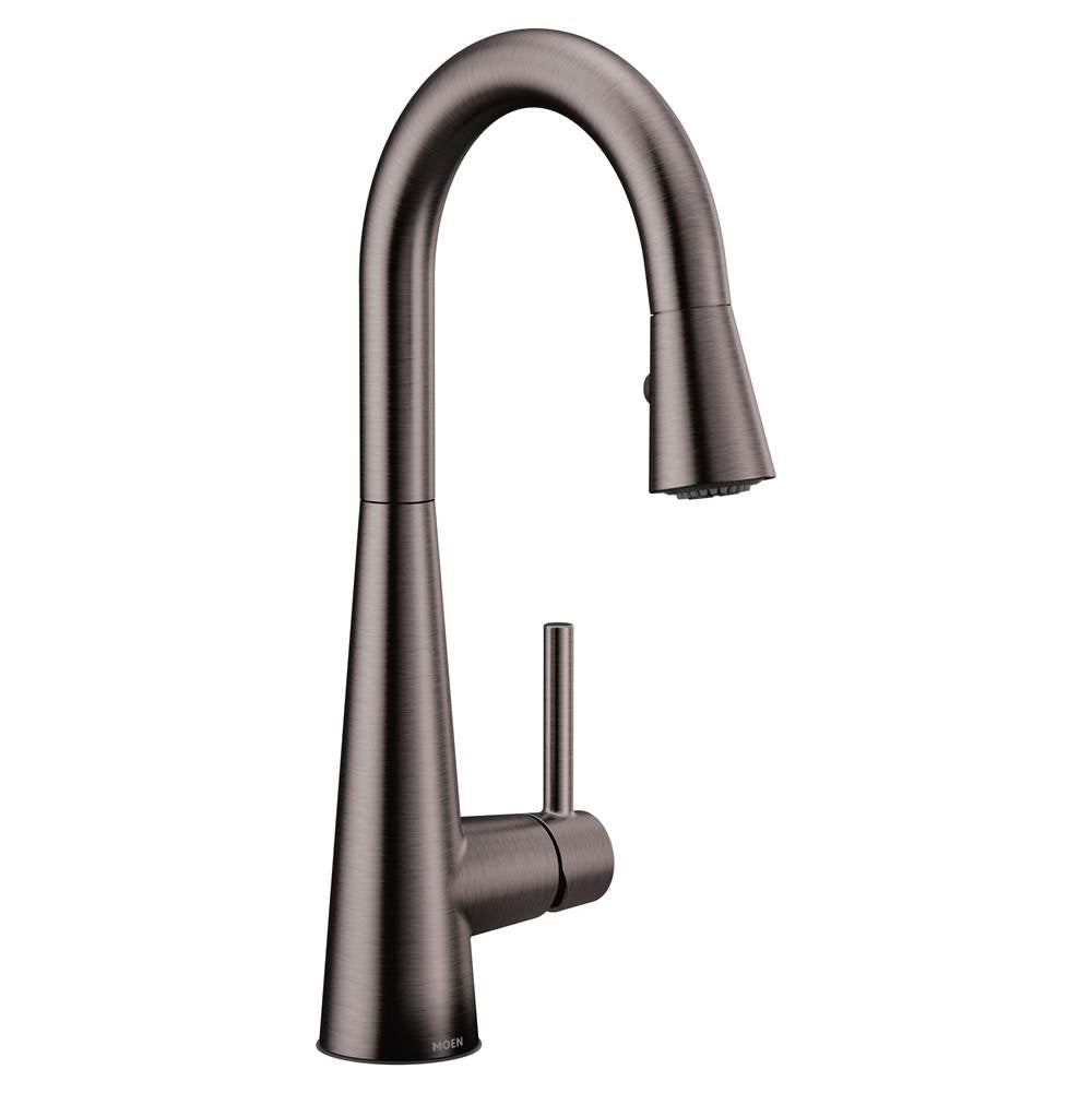 Moen - Sleek Single-Handle Pull-Down Sprayer Bar Faucet Featuring Reflex and Power Clean in Spot Resist Black Stainless - Black Stainless