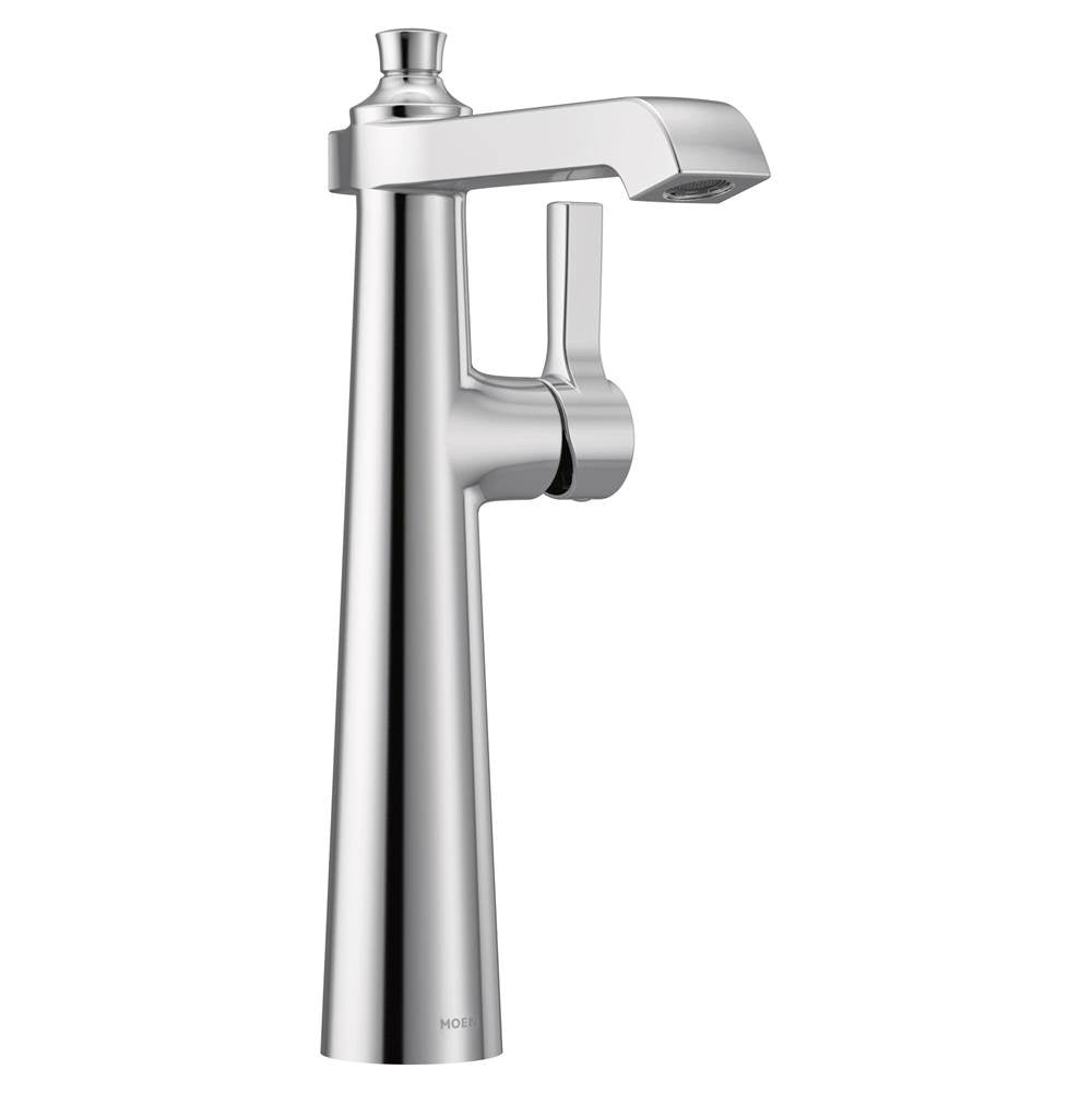 Moen - Flara One-Handle Single Hole Vessel Sink Bathroom Faucet, Chrome - Chrome