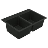 Moen - 33-Inch Wide x 9.5-Inch Deep Dual Mount Granite Double Bowl Kitchen Sink, Black - Black