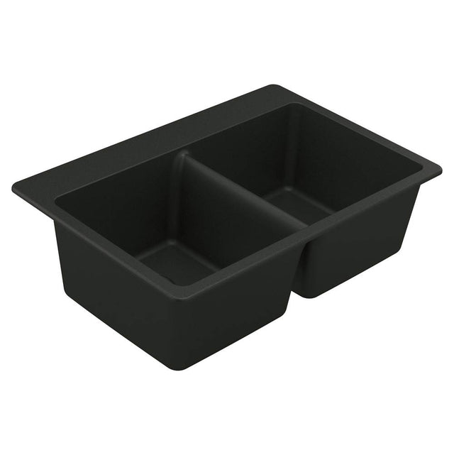 Moen - 33-Inch Wide x 9.5-Inch Deep Dual Mount Granite Double Bowl Kitchen Sink, Black - Black