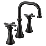 Moen - Colinet Traditional Two-Handle Widespread High-Arc Bathroom Faucet with Cross Handles, Valve Required, in Matte Black - Matte Black