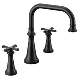 Moen - Colinet Two Handle Deck-Mount Roman Tub Faucet Trim with Cross Handles, Valve Required, in Matte Black - Matte Black