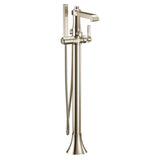 Moen - Flara One-Handle Freestanding Floor Mount Tub Filler with Handshower, Polished Nickel - Polished Nickel