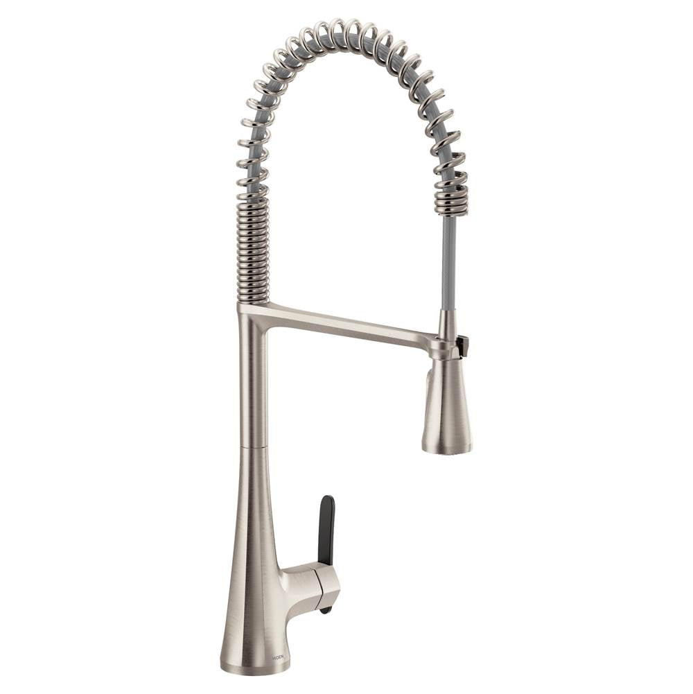 Moen - Sinema Single-Handle Pull-Down Sprayer Kitchen Faucet with Power Clean and Spring Spout in Spot Resist Stainless - Spot Resist Stainless
