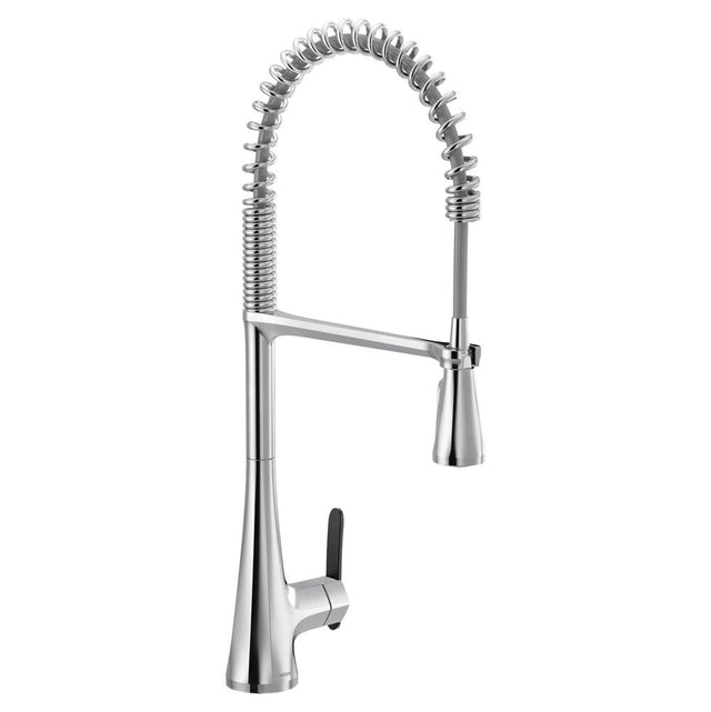 Moen - Sinema Single-Handle Pull-Down Sprayer Kitchen Faucet with Power Clean and Spring Spout in Chrome - Chrome