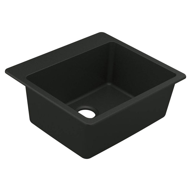 Moen - 25-Inch Wide x 9.5-Inch Deep Dual Mount Granite Single Bowl Kitchen or Bar Sink, Black - Black