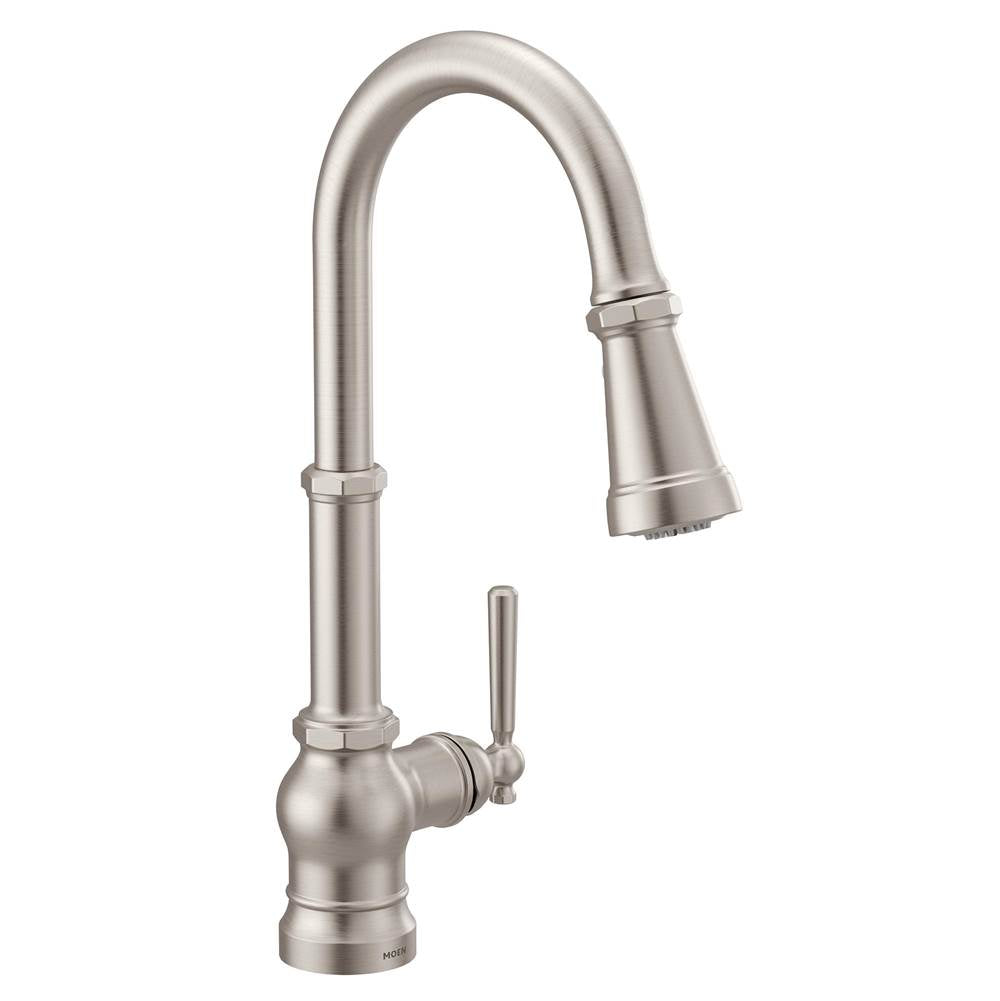 Moen - Paterson One-Handle Pull-down Kitchen Faucet with Power Boost, Includes Interchangeable Handle, Spot Resist Stainless - Spot Resist Stainless