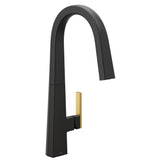 Moen - Nio One-Handle Pull-down Kitchen Faucet with Power Clean, Includes Secondary Finish Handle Option, Matte Black - Matte Black