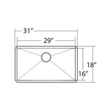 1800 Series 31-Inch x 18-Inch Undermount 18 Gauge Stainless Steel Kitchen Single Bowl Sink Stainless Steel