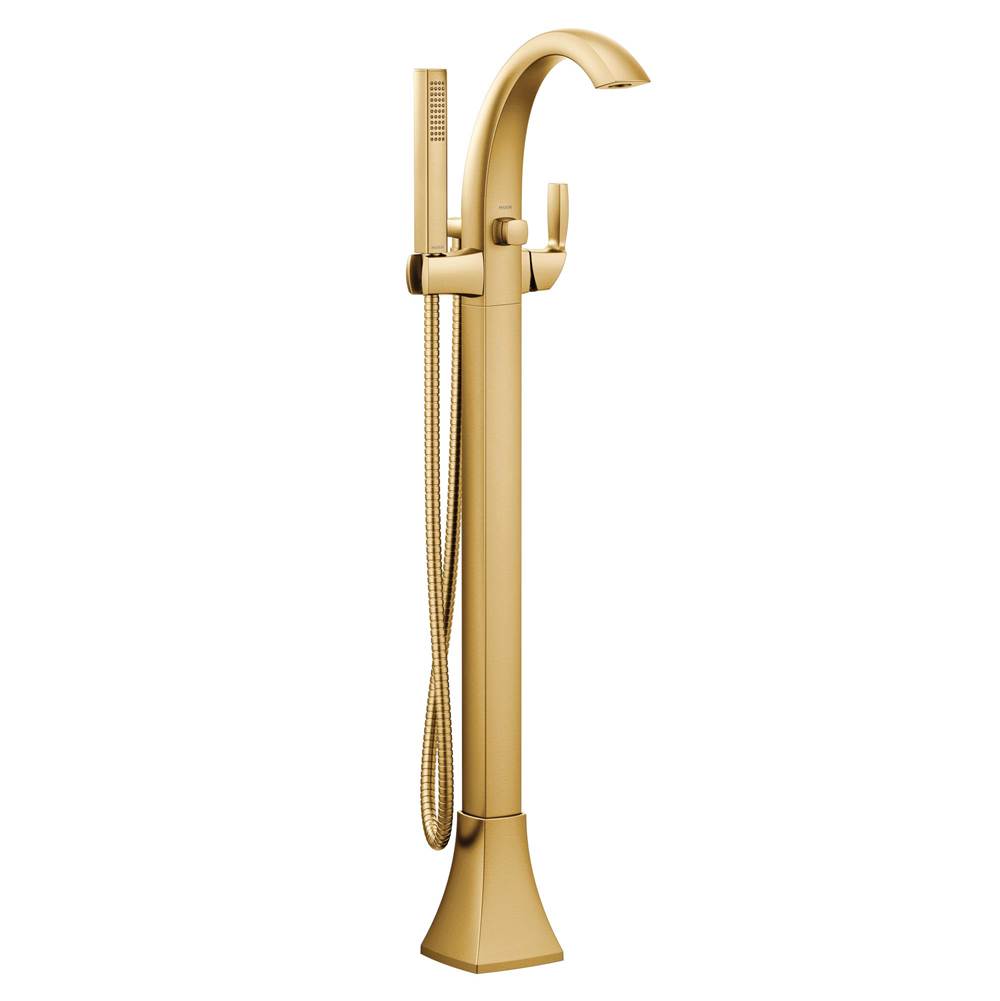 Moen - Voss One-Handle Freestanding Floor Mount Tub Filler with Handshower, Brushed Gold - Brushed Gold