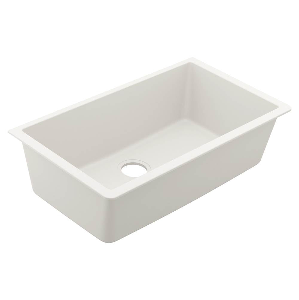 Moen - 33-Inch Wide x 9.5-Inch Deep Undermount Granite Single Bowl Kitchen Sink, White - White