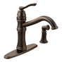 Moen - Belfield Traditional One Handle High Arc Kitchen Faucet with Side Spray and Optional Deckplate Included, Oil Rubbed Bronze - Oil Rubbed Bronze