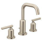 Moen - Gibson Two-Handle 8-Inch Widespread High Arc Modern Bathroom Sink Faucet, Valve Required, Brushed Nickel - Brushed Nickel